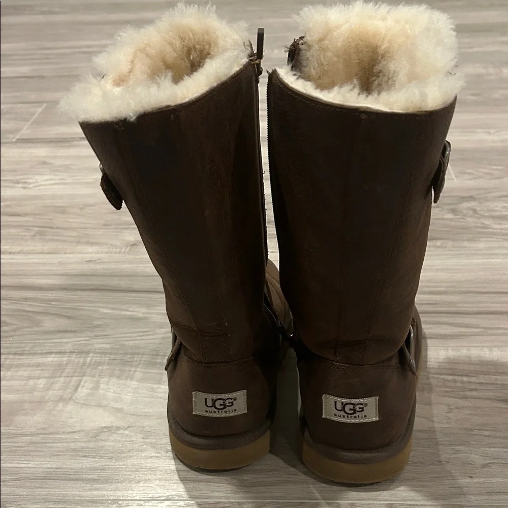 UGG Dark Brown Sheepskin-Lined Winter Boots - Picture 6 of 10